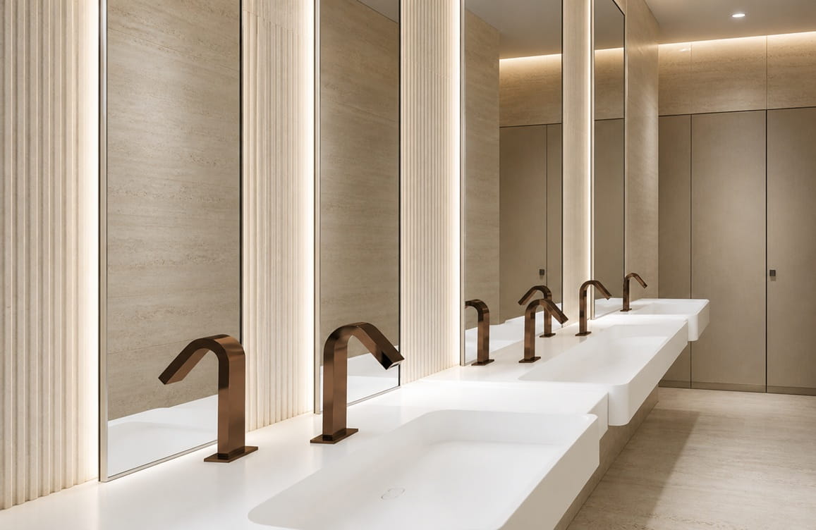 Long-term Fontana touchless faucet installation showing reliable sensor faucet operation after extended use